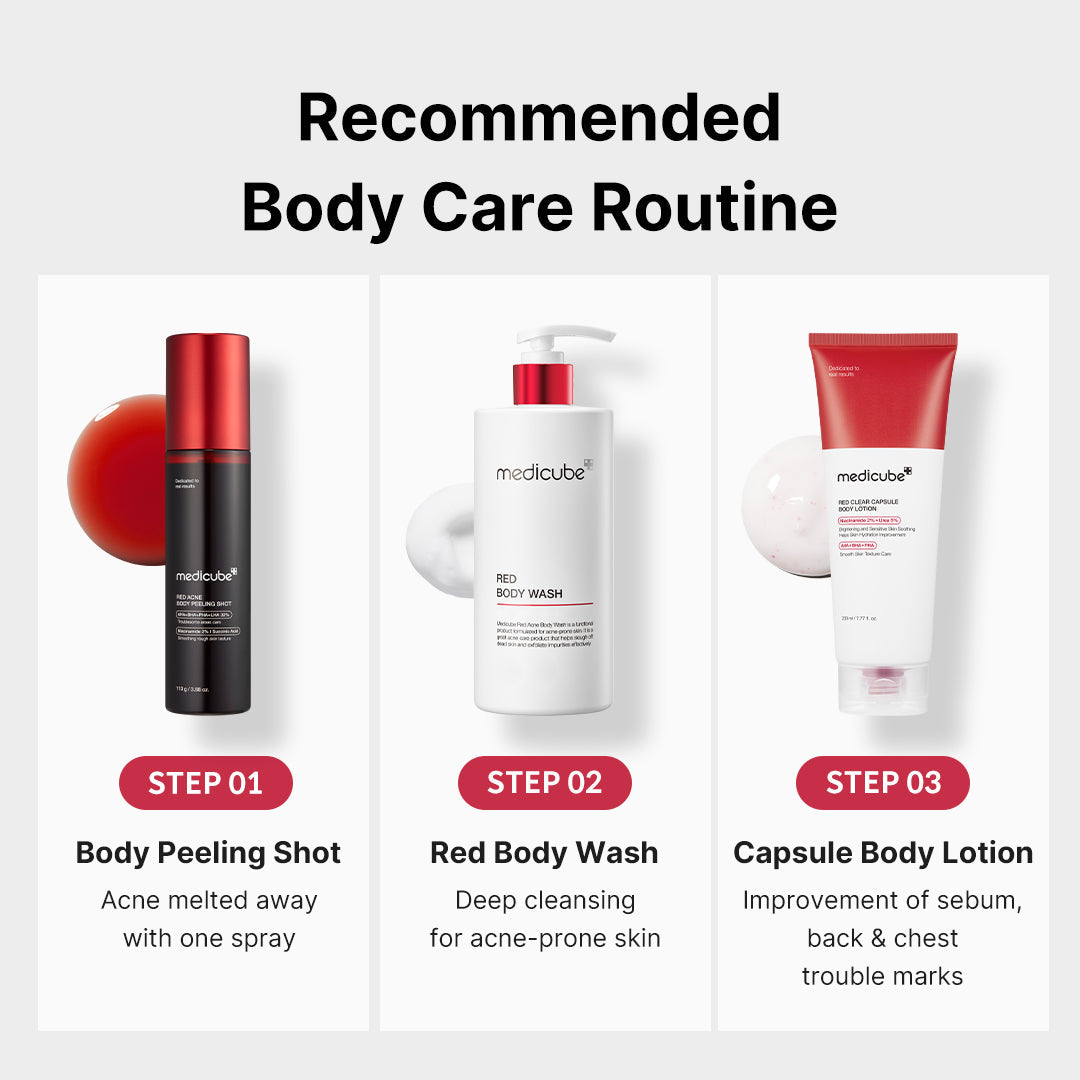 Red Body Peeling Shot Cleanser with Convenient At Home Skin Care