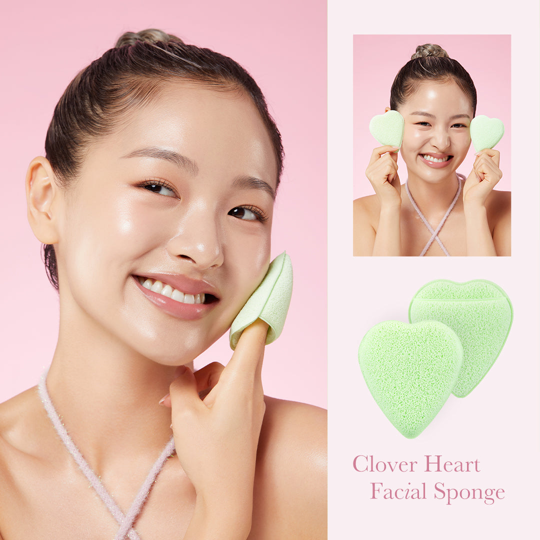 Clover Heart Facial Sponge for Gentle Everyday Skin Care