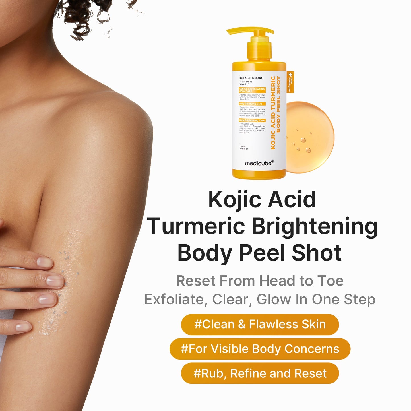 Kojic Acid Turmeric Body Peel Shot for Convenient At Home Skin Care