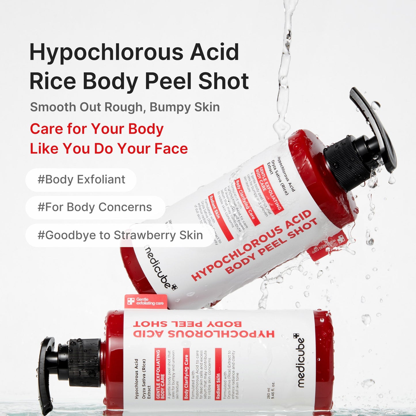 Hypochlorous Acid Rice Body Peel Shot for Convenient At Home Skin Routine