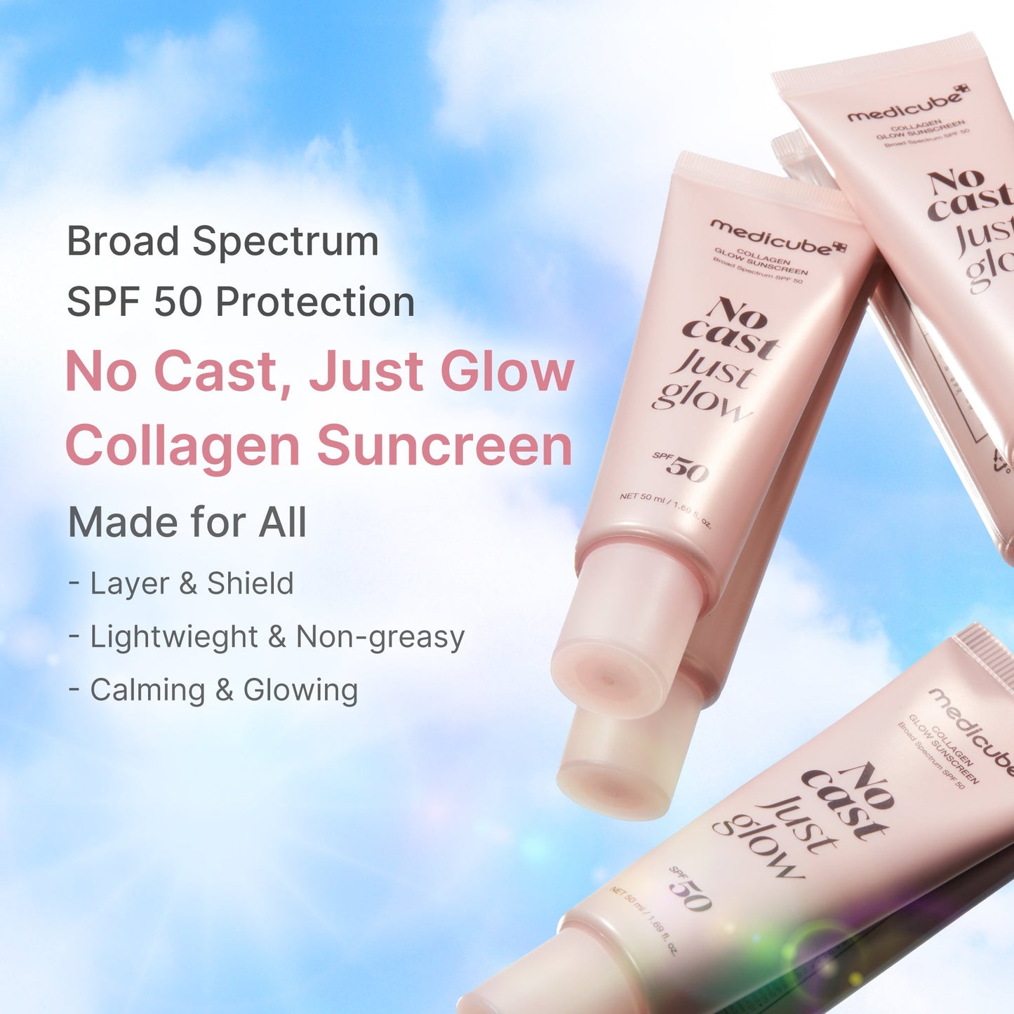 No Cast Just Glow Collagen Sunscreen for Comfortable Everyday Sun Care