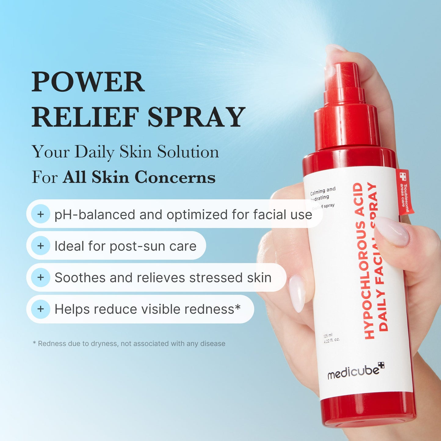 Hypochlorous Acid Power Soothing Spray for Lightweight Daily Skin Prep