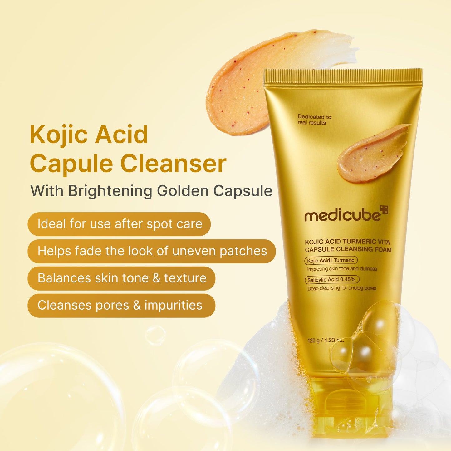 Kojic Acid Turmeric Vita Capsule Foam Cleanser for Gentle Everyday Cleansing