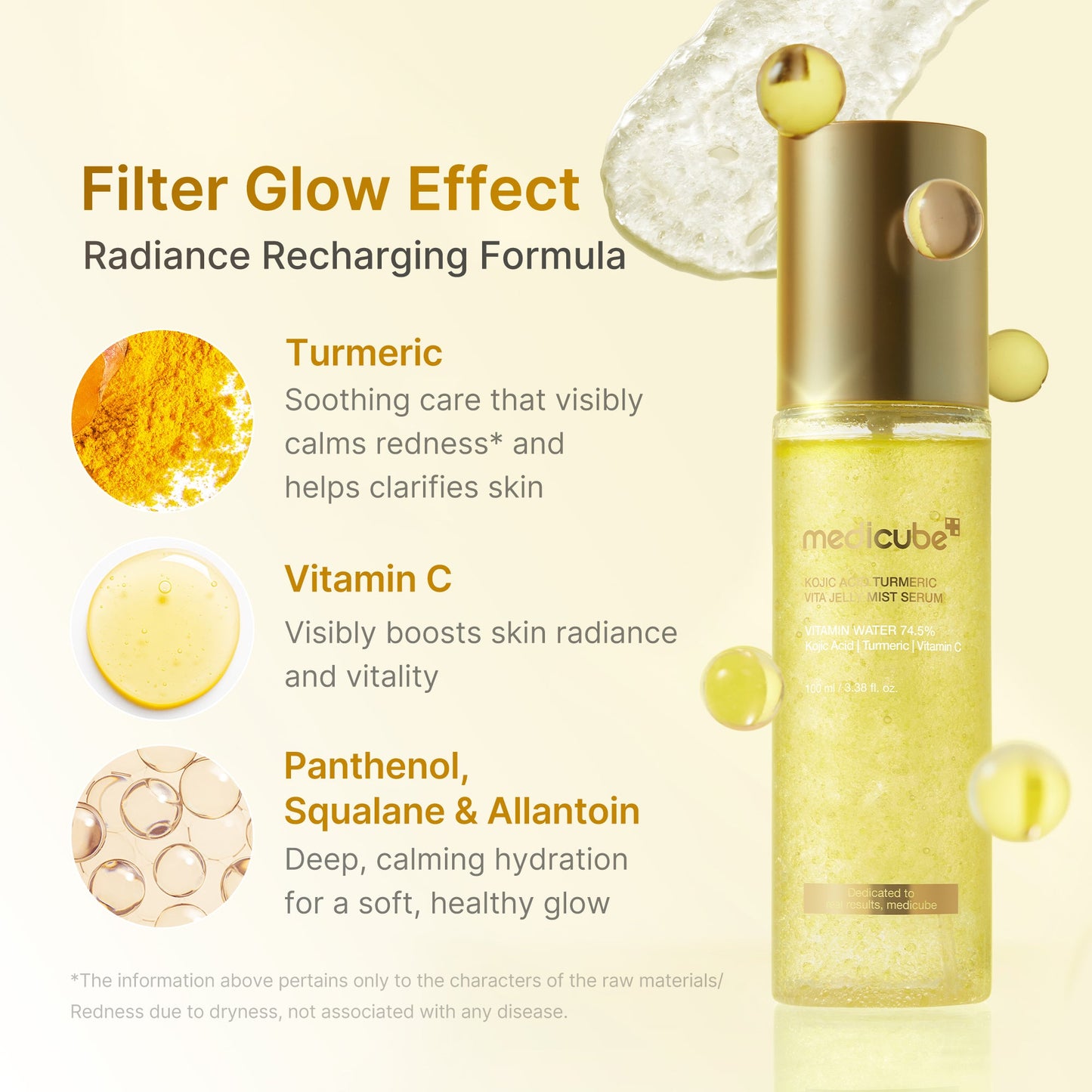Kojic Acid Turmeric Vitamin Gold Jelly Mist Serum for Lightweight Everyday Skin Prep