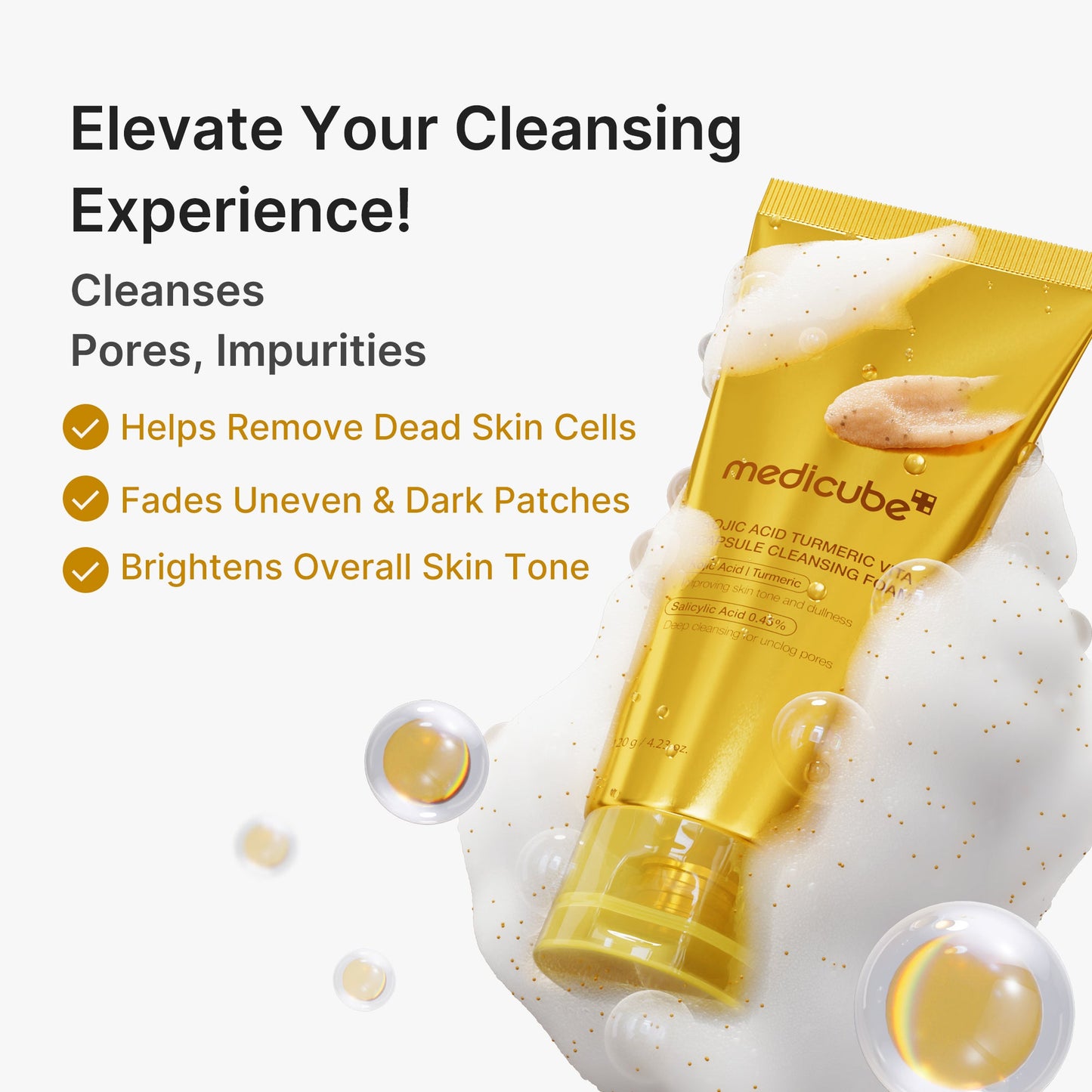 Kojic Acid Turmeric Vita Capsule Foam Cleanser for Gentle Everyday Cleansing