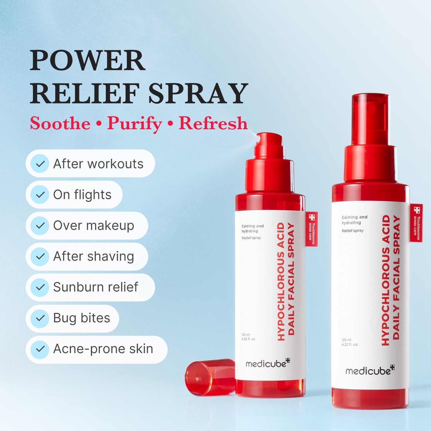 Hypochlorous Acid Power Soothing Spray for Lightweight Daily Skin Prep