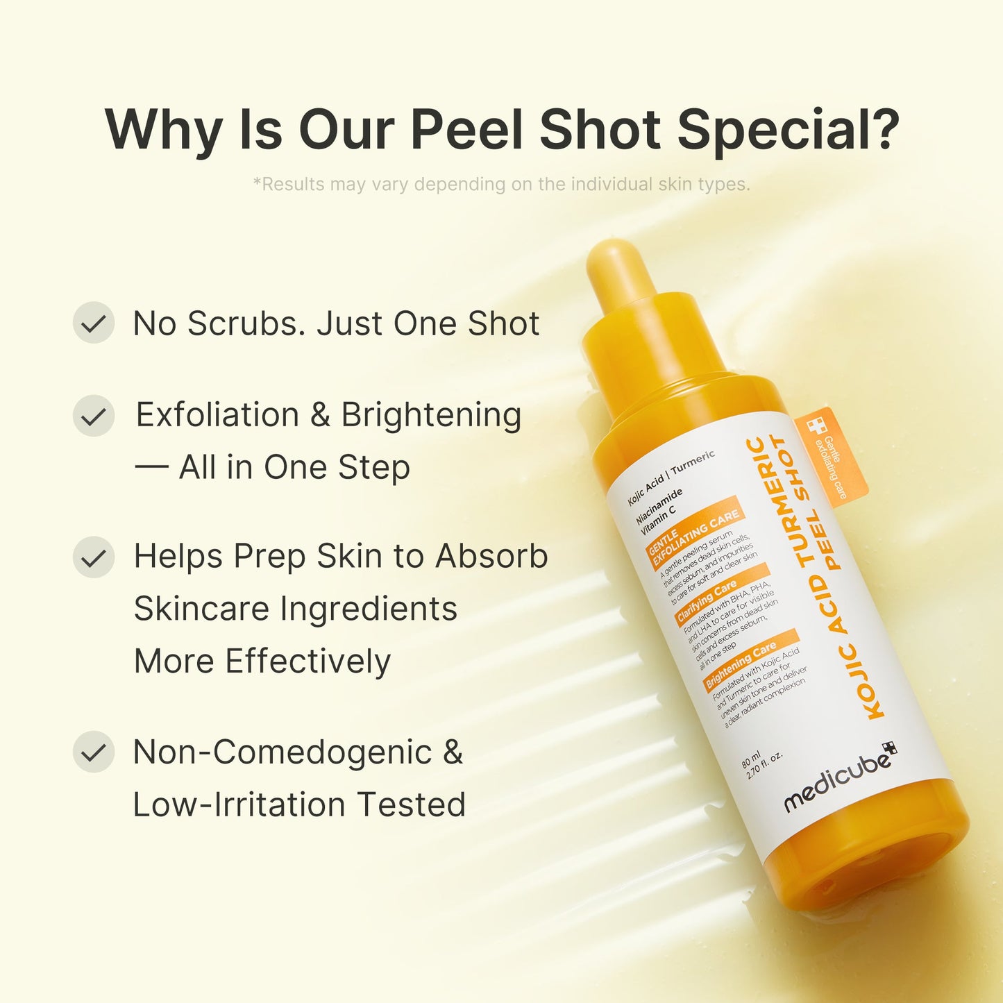 Kojic Acid Turmeric Peel Shot with Convenient At Home Skin Care