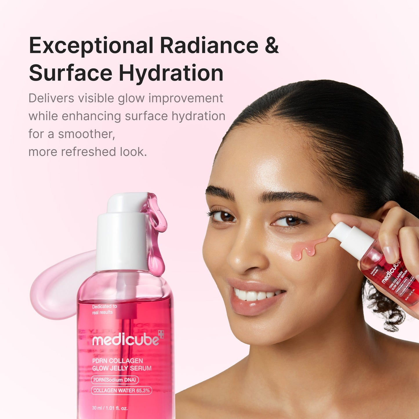 PDRN Pink Collagen Glow Jelly Serum with a Smooth Radiant Looking Finish