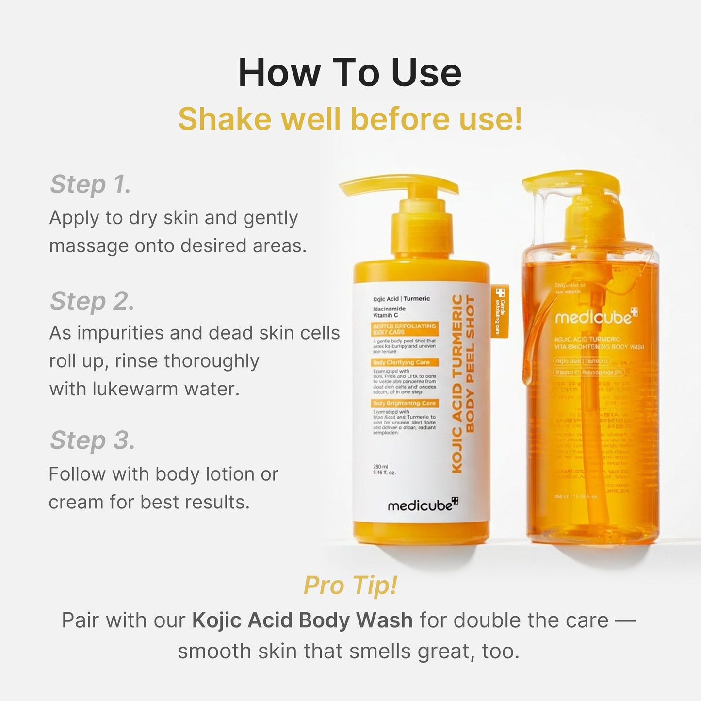 Kojic Acid Turmeric Body Peel Shot for Convenient At Home Skin Care