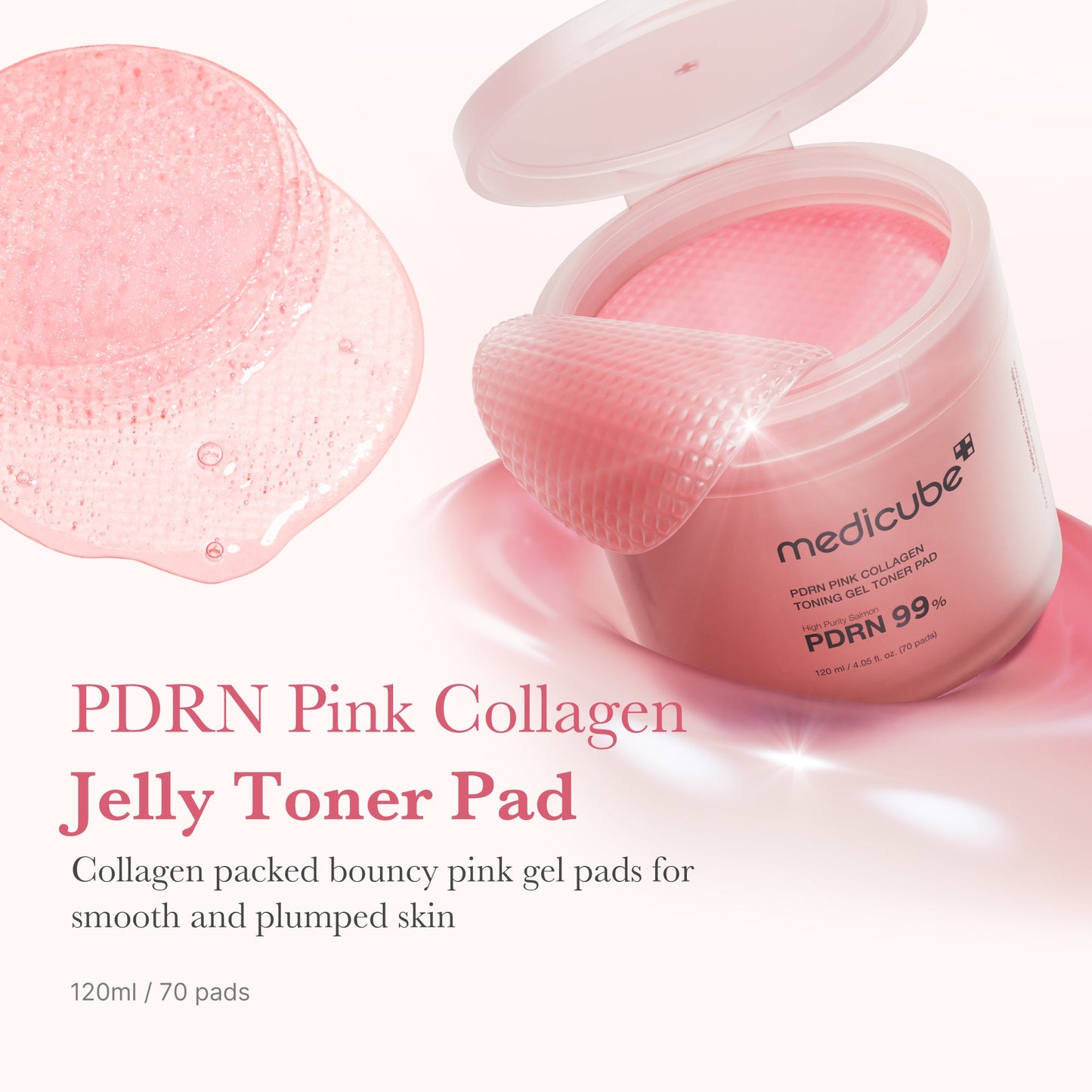 PDRN Pink Collagen Gel Toner Pad for Gentle Daily Toning Care