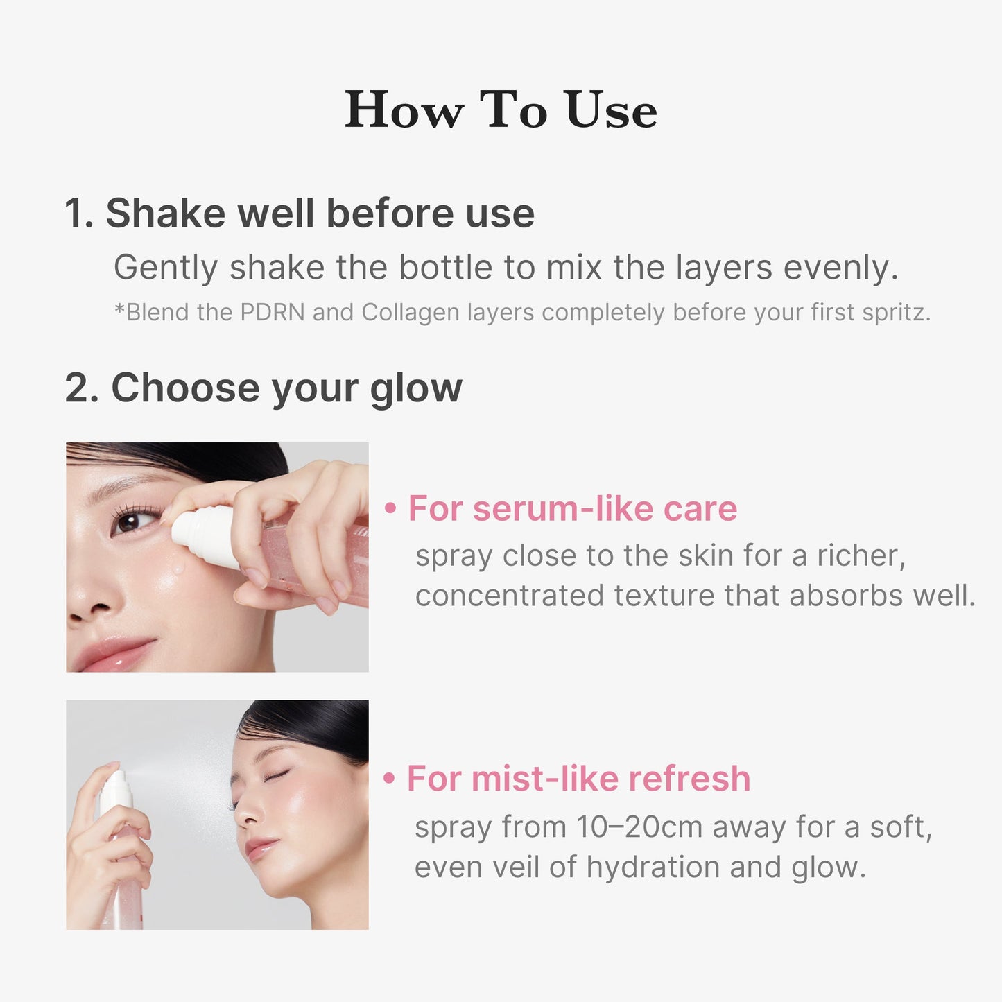 PDRN Pink Collagen Glow Jelly Mist Serum with Lightweight Daily Skin Prep